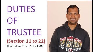 Duties of Trustee  Indian Trust Act 1882 [upl. by Antonino]