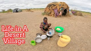 A Simple Morning Routine In A Desert Village African Village Life [upl. by Eelasor]