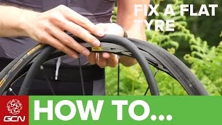 How To Fix A Flat Tyre  Fix A Road Bike Puncture [upl. by Marget]