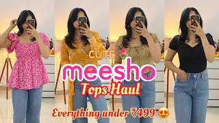 Cute Meesho Tops Haul under ₹499 😍  Affordable Tops Haul  Meesho Haul  Jasmin Kaur 🌸 [upl. by Ytomit]