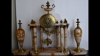 French Ormolu Portico Clock garniture Bonnet amp Pottier Paris 19th C Rear Image  EBAY OldVases [upl. by Sellihca]