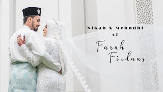 INDIAN MUSLIM WEDDING NIKAH AND MEHNDHI OF FARAH  FIRDAUS [upl. by Lejna]