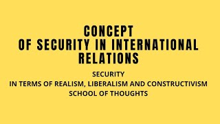 CONCEPT OF SECURITY IN INTERNATIONAL RELATIONS IN TERMS OF REALISM  LIBERALISM  CONSTRUCTIVISM [upl. by Ira]