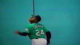 Ken Griffey Jr Climbs Wall amp Robs Home Run From Albert Belle [upl. by Nyrem]