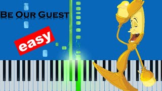 Beauty And The Beast  Be Our Guest Slow Easy Piano Beginner Tutorial [upl. by Elok]