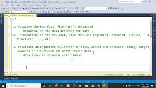 DBMS Tutorial Week 03  Create Database and Table in SQL Server [upl. by Ttocs]