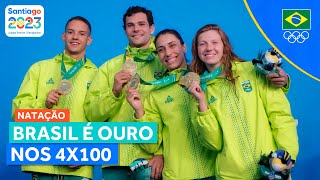 JOGOS PANAMERICANOS  BRASIL É OURO NOS 4x100 MISTO [upl. by Knarf992]