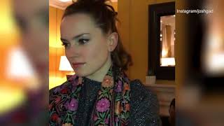 Josh Gad pesters Daisy Ridley with Star Wars questions [upl. by Ahsilac]