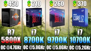 Ryzen 7 5800X 47GHz vs Core i7 8700K 50GHz vs Core i7 9700K 50GHz vs Core i7 10700K 52GHz [upl. by Tower]