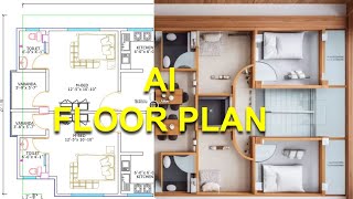 Ai Floor Plan Render  How to Render Architectural Floor plan  Royhan Khan [upl. by Otilopih]