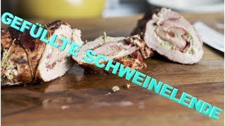 Schweinelende vom Grill  Gefülltes Schweinefilet mit Serrano Schinken und Frischkäse [upl. by Alcine]