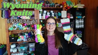 Wyoming Knits Episode 61 Campsite Waffle Cardigan Socks Birch Pullover and Go Go Dynamo Progress [upl. by Aim]