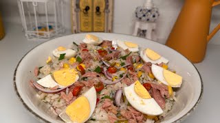 سلاطة روز تونسية بالتن خفيفة salade de riz aux thon  slatet rouz b thon [upl. by Axia772]