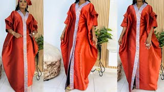 How To Cut and Sew This Trendy Stylish Agbada KaftanKimono Dress [upl. by Ellehcem438]