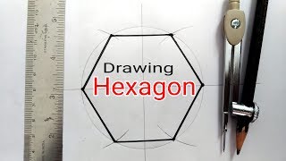 How to draw hexagon with using compass  Engineering Drawing [upl. by Ivad747]