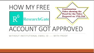 How I got my Free ResearchGate Account Approved Without Institutional Mail Id  With Proof [upl. by Liatrice]