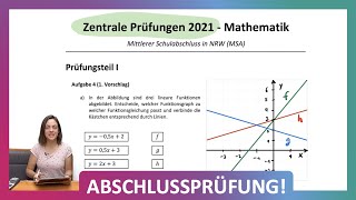 ZP 10 NRW Mathe 2021  Mittlerer Schulabschluss Realschule MSA  Teil 1 A4  Funktionen zuordnen [upl. by Lorrie]