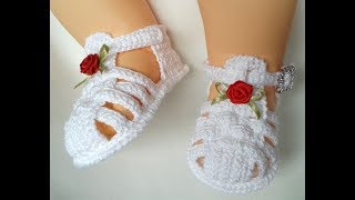 Sandalia melissa a crochet 0 a 3 meses [upl. by Aleciram836]