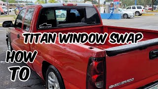 TITAN WINDOW SWAP IN A SILVERADO TITANWINDOWSWAP SUNROOF SINGLECAB DOUBLESUNROOF SUNROOFINSTALL [upl. by Nnaeinahpets]