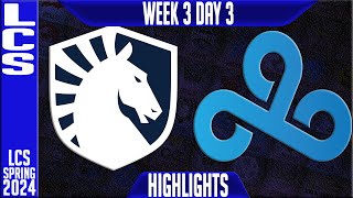 TL vs C9 Highlights  LCS Spring 2024 Week 3 Day 3  Team Liquid vs Clolud9 [upl. by Misti67]