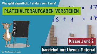 Platzhalteraufgaben Klasse 1 und 2 handelnd mit Dienesmaterial erklärt [upl. by Anahsed]