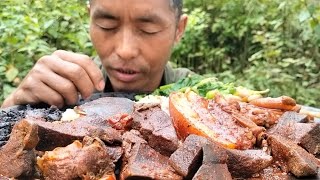 Eating Delicious Pork Fat Pork Liver Pork Blood Kidney Beans amp Green vegetables NEINDIA [upl. by Nared480]