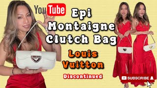 Louis Vuitton Epi Leather Montaigne Clutch Bag Review  Modshots what fits and History [upl. by Reina78]