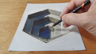 Drawing 3D Hexagonal Hole  Trick Art Illusion on Paper [upl. by Guy]