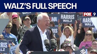 Gov Walz campaigns in Eau Claire Wisconsin FULL SPEECH [upl. by Ylrac]