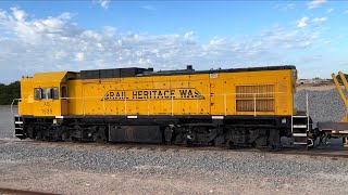 AB1535 on a rail train at Mingenew crossing AURIZON grain trains [upl. by Ecirrehs]