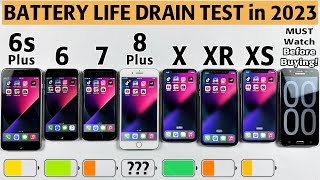 iPhone 6s Plus vs iPhone 6 vs iPhone 7 vs 8 Plus vs X vs XR vs XS Battery Life DRAIN Test in 2023 [upl. by Ahsennek]