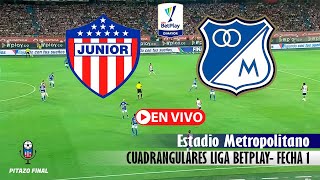 JUNIOR VS MILLONARIOS En Vivo Hoy 🔴 Cuadrangulares Liga Betplay 2024 Fecha 1 Partido en vivo [upl. by Lucey]