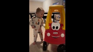 Playing with Little Tikes Cozy Coupe [upl. by Wilfreda591]