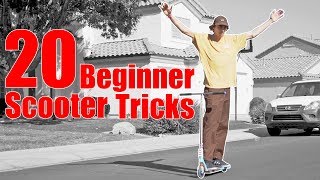 LEARNING 20 EASY SCOOTER TRICKS IN 10 MINUTES TRICKS FOR BEGINNERS [upl. by Ardnohsed]