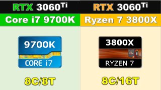 RTX 3060 ti with Core i7 9700K vs Ryzen 7 3800X 2020s Games Benchmarks [upl. by Milman]