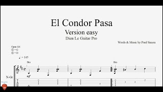 El Condor Pasa version easy  Guitar Tutorial  TAB [upl. by Scriven]