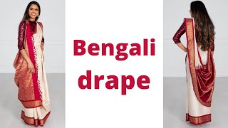 Bengali Drape  How to wear Saree for Beginners  Easy Saree Draping Tutorial  Tia Bhuva [upl. by Darooge]