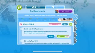 Sims FreePlay Guide to Sim Springs Sandy Suburbs Settle Into Arid Apartments Task [upl. by Jaf485]