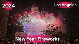 2024 New Year Fireworks and Celebration at Downtown Los Angeles [upl. by Onimixam]