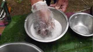 SRI LANKAN CUISINE Coconut breaking 1st amp 2nd exract of Coconut milk [upl. by Cacia]