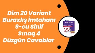 Dim 20 Variant Buraxılış İmtahanı 9cu Sinif Sınaq 4 Düzgün Cavablar [upl. by Laurinda361]