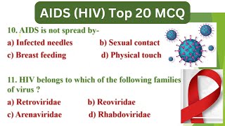 AIDS  HIV  Human Disease  Most Important MCQ [upl. by Doownelg]