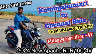 🔥Kanniyakumari to Tambaram ride Apache RTR 160 4V Solo ride [upl. by Stefanac264]