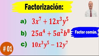 Factorización Factor común a 3x712x3 y5 b 25a45a2 b8 c 10x3 y512y7 [upl. by Tristan]