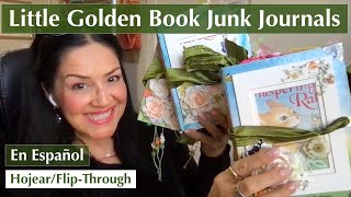 Flip Through  Hojear  3 Little Golden Book Junk Journals  Tema de Conejitos  Spanish Edition [upl. by Ahsilaf374]