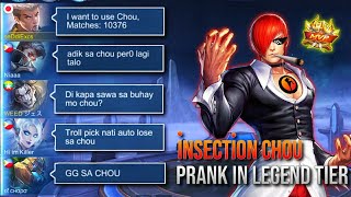 “iNSECTiON CHOU PRANK” 10K MATCHES NO WINRATE  DESTROYED LEGEND PLAYER IN RANK GAME  MLBB [upl. by Ilatfan]