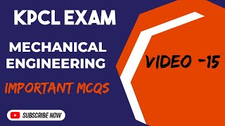 KPCL EXAM  MECHANICAL ENGINEERING IMPORTANT MCQs  USEFULL FOR AE amp JE [upl. by Ingaberg]