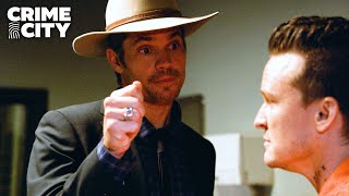 Raylan Interrogates Dewey Behind Bars  Justified Timothy Olyphant [upl. by Zuliram]