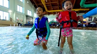 Indoor Water Park Adventure Family Fun Water Slides  Kiddos Play and Learn [upl. by Cirederf]