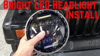 NEW Headlights For The Jeep TJ Super Bright LED Headlight Install [upl. by Ynnek]